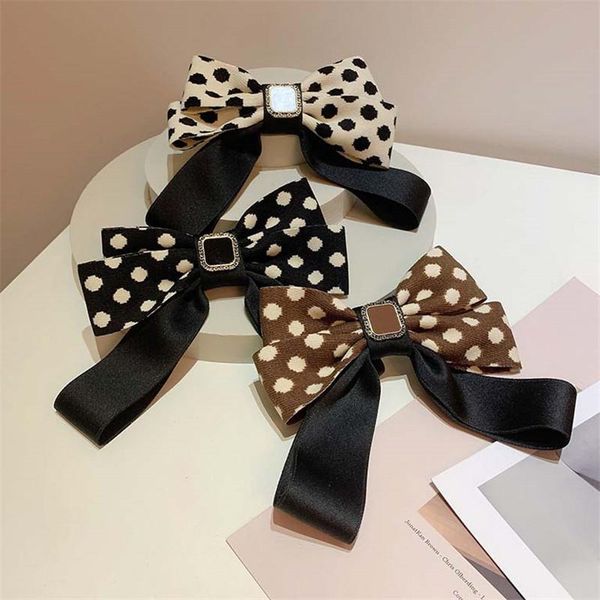 

hair accessories 2021 wave point clips sweet lady headwear black ribbon bow back head word folder factory direct sales