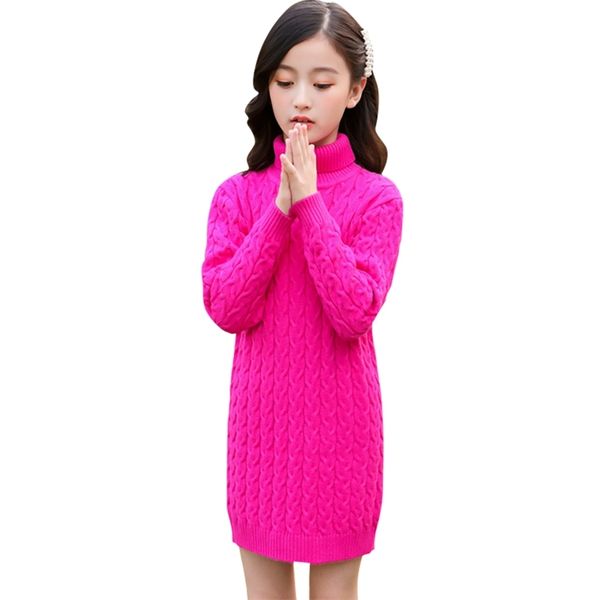 

kids sweaters geometric girls autumn winter turtleneck casual style clothes for 6 8 10 12 14 210528, Blue