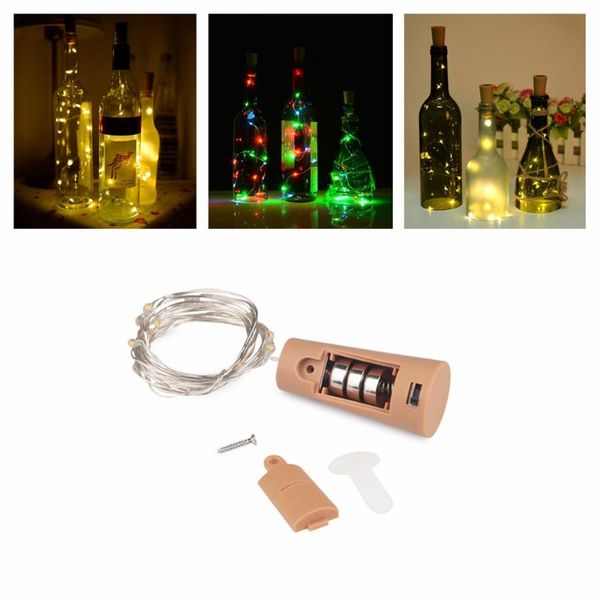 

strings 50pcs wine bottle lights battery operated led cork shape silver wire mini string light for diy party decor xmas halloween weddin