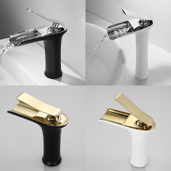 

bathroom sink faucets waterfall brass black white gold toilet basin faucet mixer cold water single handle hole desk mount tap accessories