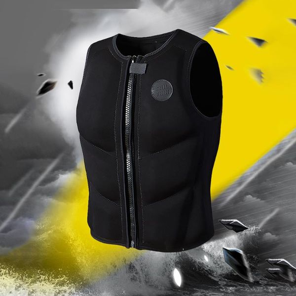 

life vest & buoy slim fit soft neoprene jacket sleeves buoyancy aid swimsuit keep warm floating suit for surfing skiing kayaking