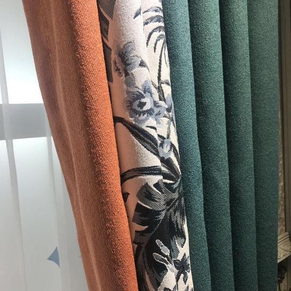 

custom thick cotton and linen seamless stitching curtains nordic high-end for living room bedroom study tulle curtain & drapes