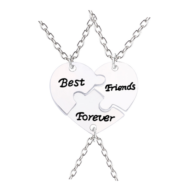 

pendant necklaces 2021 sale forever friend ladies necklace for 3 friends heart zinc alloy friendship bff jewelry gift, Silver