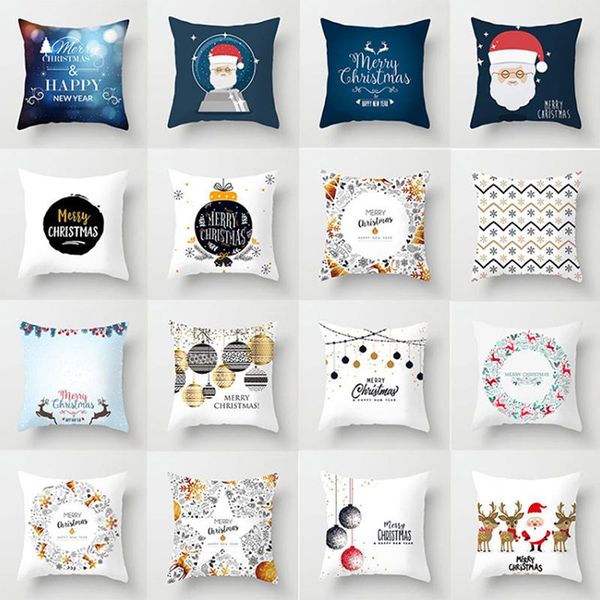

pillow case cute cartoon christmas stamping snowflakes ornament decoration for home merry 1pc