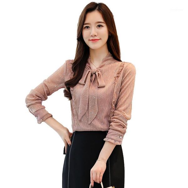 

women's blouses & shirts 2021 korean fashion women clothing plus size casual lady shirt long sleeve chiffon blouse ruffles female blus, White