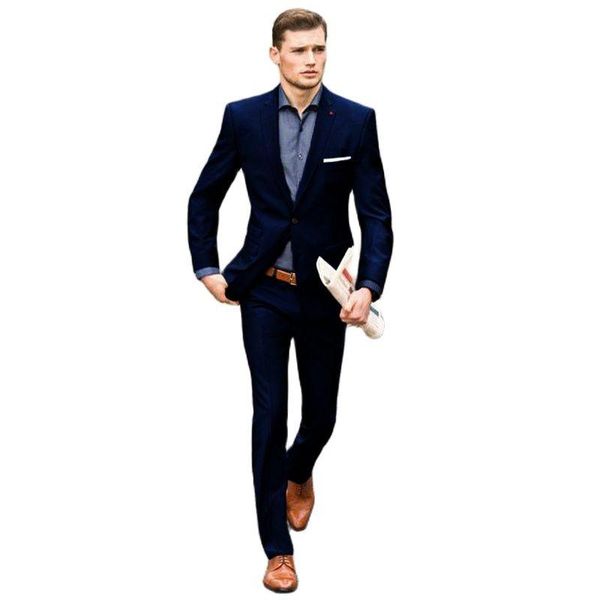 

pieces notched lapel summer navy blue men suits 2021 wedding for gentle male blazer slim fit groom wear tuxedos men's & blazers, White;black