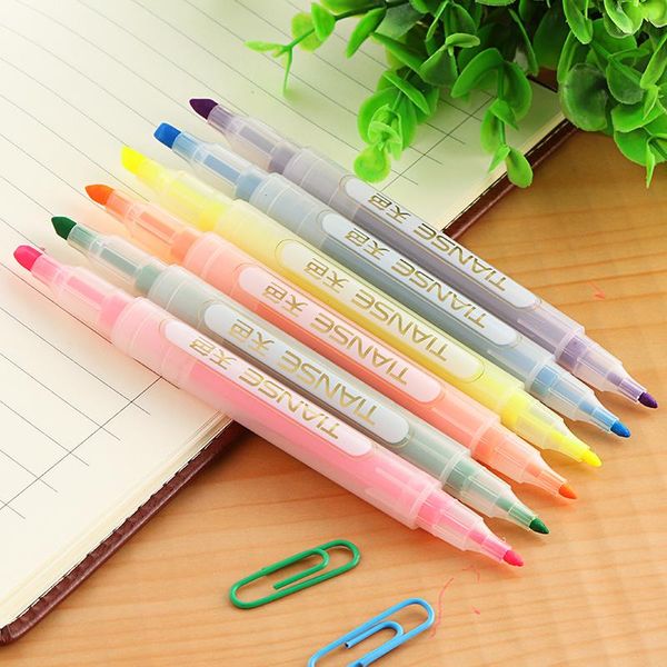 

highlighters tianse highlighter 6 color pen colorful marker highlight writing fluorescence note mark office suppiles student drawing gift, Black;red