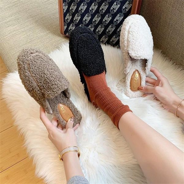 

winter women's cute cozy fur memory foam slippers non-slip indoor bedroom plushÂ warm soft lining comfortable sheep curl, Black