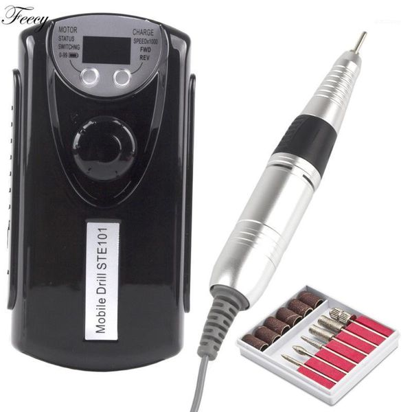 

portable rechargeable nail drill machine 36w 35000rpm manicure electric file art tools set for bits1, Silver