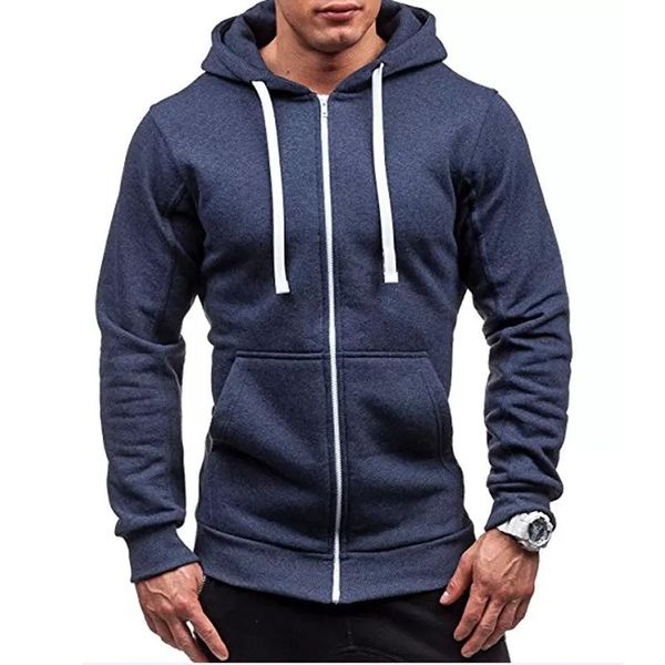 

men's hoodies & sweatshirts 2021 zipper hoodie men sweatshirt solid color man hoody for male streetwear, Black