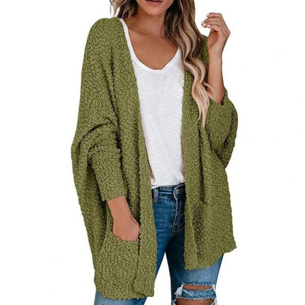 

women's knits & tees knitted batwing long sleeves women cardigan autumn winter solid color open front sweater coat, White