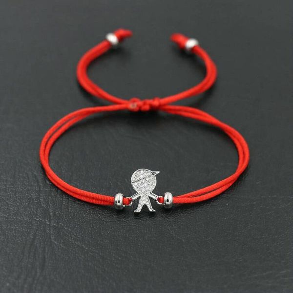

charm bracelets sweet love silver color shiny zircon boy girl red rope thread bracelet women men friend couples jewelry gif, Golden;silver