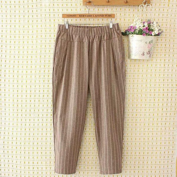 

plus size pants women's striped korean loose officewear casual long, Black