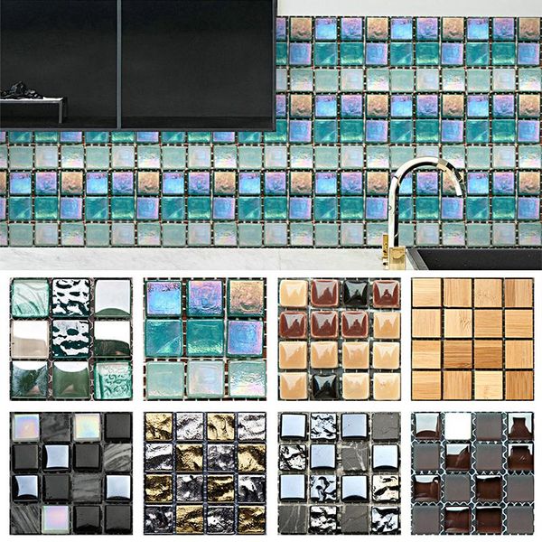 

wall stickers 10pcs mosaic self adhesive tile backsplash sticker 3d waterproof diy bathroom home decor