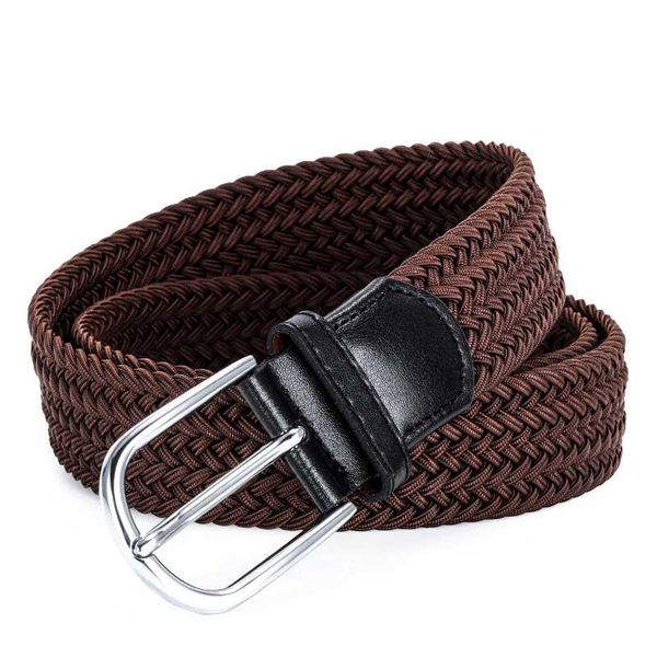 

belts men's canvas woven belt pin buckle stretch jeans casual versatile elastic golf sports pants, Black;brown
