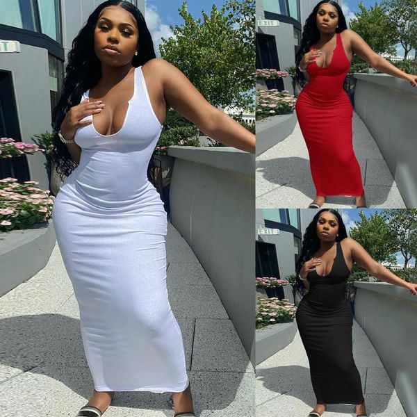 

casual dresses fashion ribbed knitted stripe women sleeveless midi dress v neck bodycon streetwear party club elegant 2021 spring summe, Black;gray