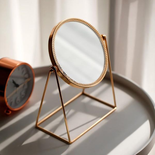

mirrors nordic metal standing mirror lady round table makeup bath room copper princess decoration home decor gift