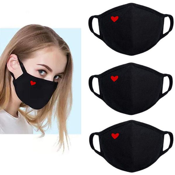 

factory outlet s black red love cotton washable mask printing customized