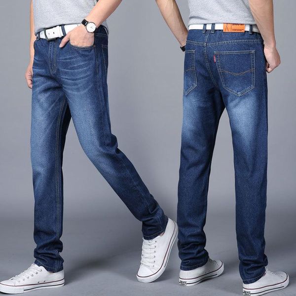 

men's jeans summer ultra-thin men clothing trousers stretch slim mid-waist straight-leg slim-fit loose casual thin pants, Blue