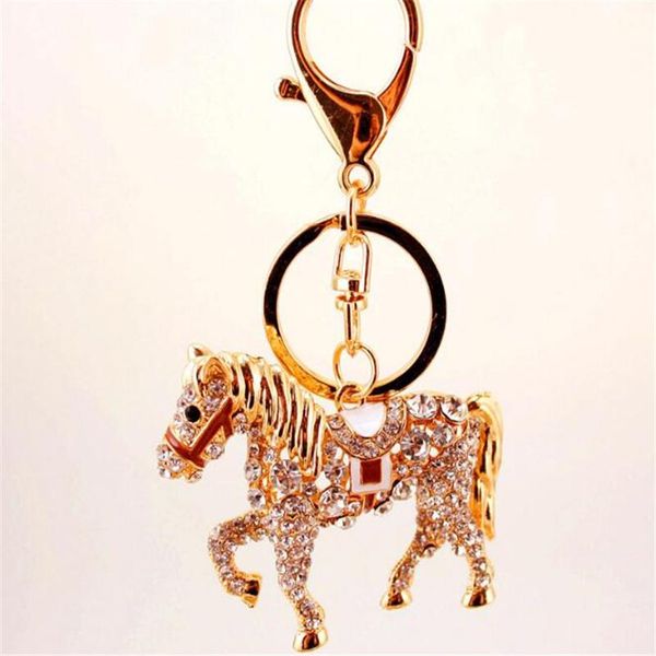 

keychains rhinestone crystal lovely horse keychain keyring for car handbag key holder ring b121, Silver