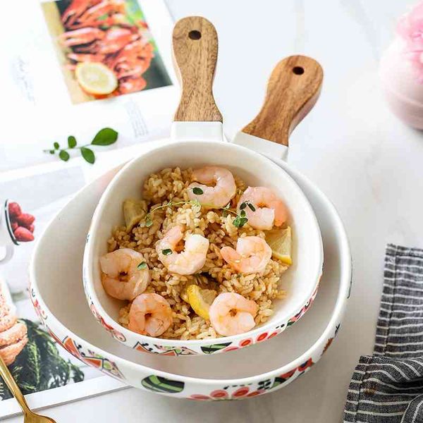 

northern europe butterfly love decor glaze with handle ceramic western food pasta bowl dessert household creative fruit bowl