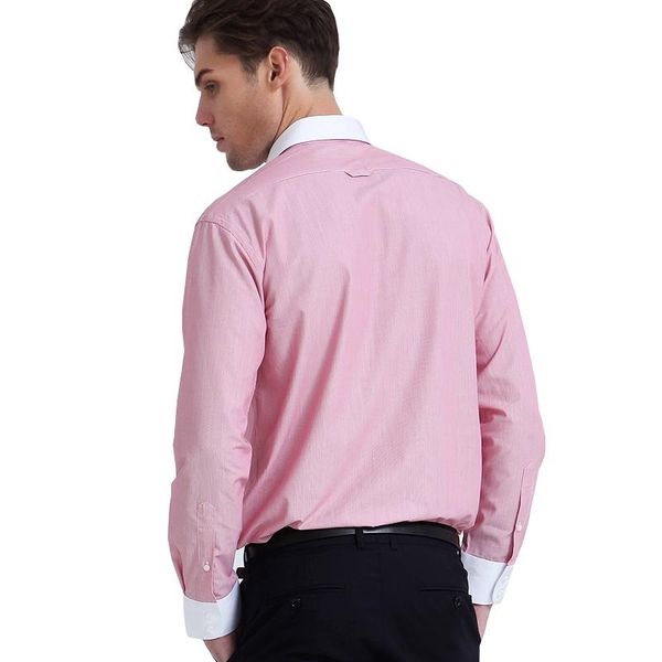 

men's casual shirts business shirt pink long sleeve white contrast comfortable and breathable, White;black