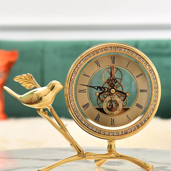 

desk & table clocks copper clock deskdecoration creative fashion pure modern minimalist living room office golden bird gift