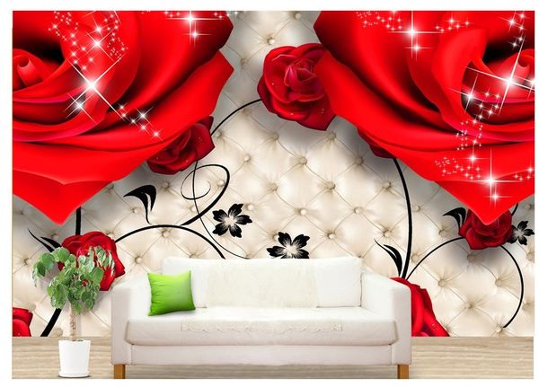 

3d rose soft pack tv backdrop wallpaper flowers 3d mural paintings stereoscopic 3d wallpaper