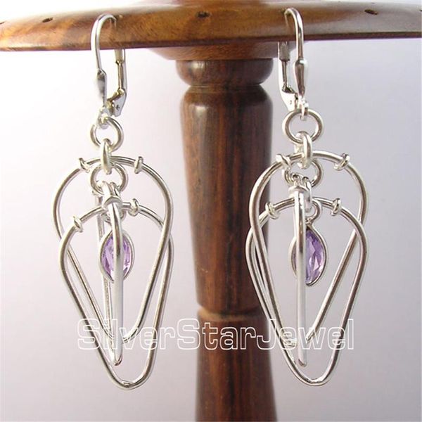 

dangle & chandelier silver amethysts moonstone iolite 3 dimensional leverback earrings variation