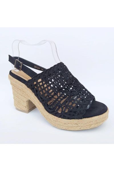 

sandals 20 y241 heels mesh reinforcement open toe female, Black