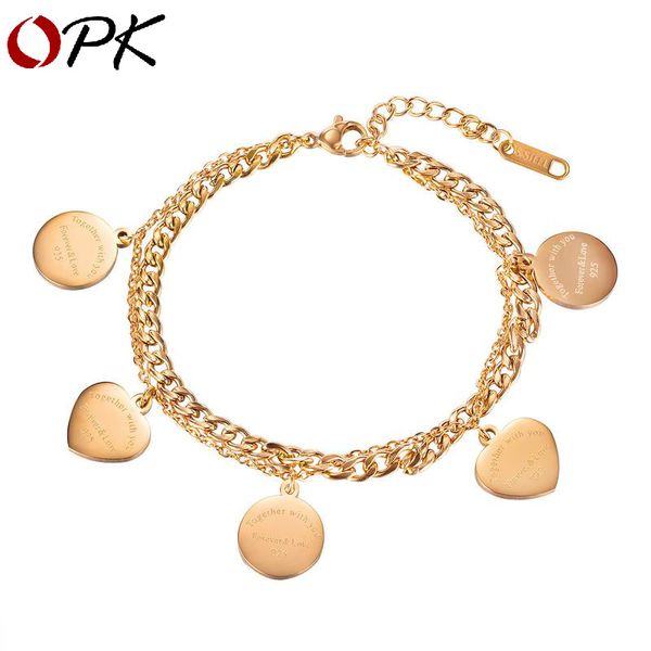 

charms bracelets for women luck bangle chain link classic love pendant bracelet trendy vintage female jewelry fashion girls birthday party g, Black