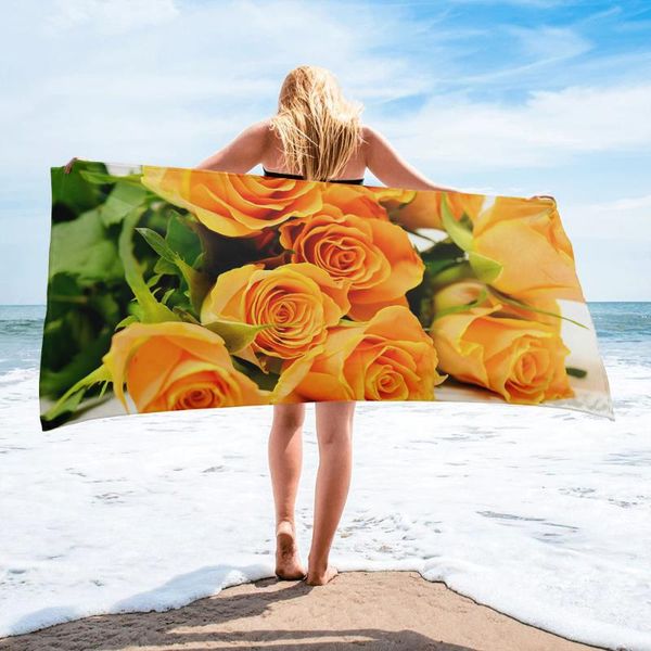 

towel yellow rose bath camping bathroom accessories face microfiber beach