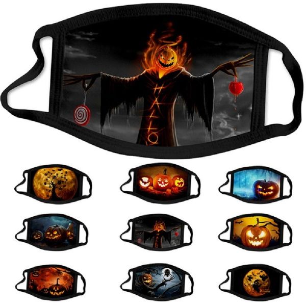 

mask halloween 2021 pumpkin horror printed mask washable cotton