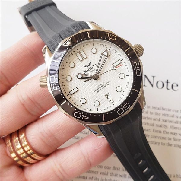 

wristwatches men automatic self wind mechanical stainless steel sapphire crystal black rubber strap luxury classic watch, Slivery;brown