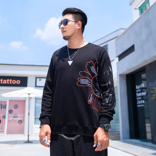 

tees,polos plus-size fashion man large men's clothing autumn and winter 2021 brand patchwork embroidered letter print bottom coat loose