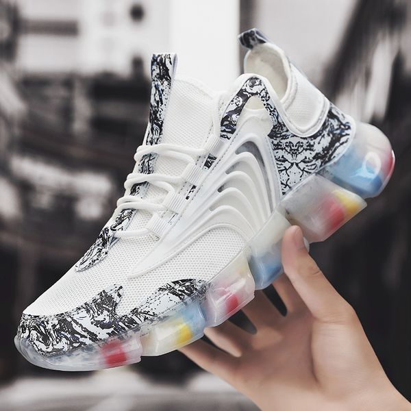 

net red socks casual popcorn men's korean breathable flying woven sports running sho, Black