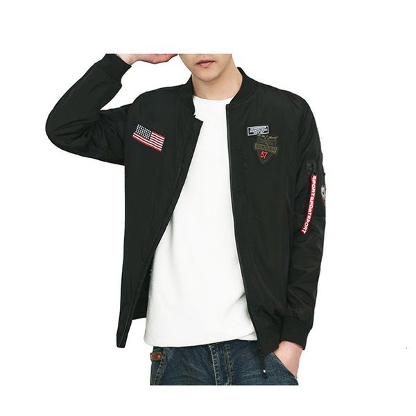 

2020 autumn thin men's jacket windbreaker baseball air force flying suit wear, Black;brown