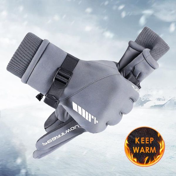

cycling gloves warm men women touch screen winter ski windproof waterproof non-slip riding glove, Black