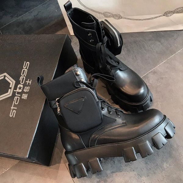 

boots french starbagprad fashion leather short boots, sheepskin lining, stitching ground the latest counter, high quality, Black