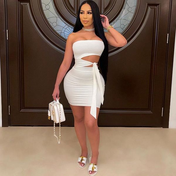 

casual dresses 2021 summer women's wrapped chest open belly bowknot sleeveless slim dress, Black;gray