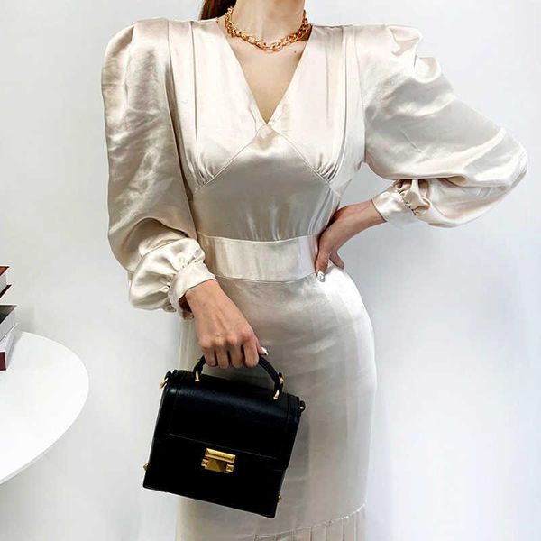 

casual dresses 2021 elegant spring woman korean style a-line solid patchwork winter dress women loose party long sleeve vinta, Black;gray