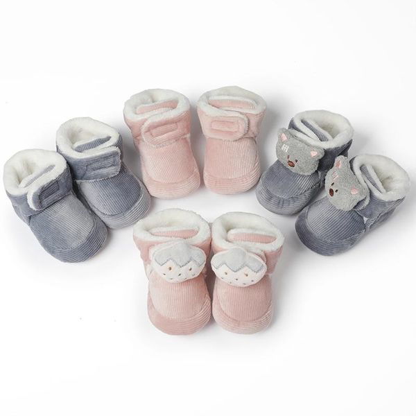 

first walkers born baby socks shoes boy girl cartoon plus velvet toddler booties cotton boots anti-slip infant crib sh