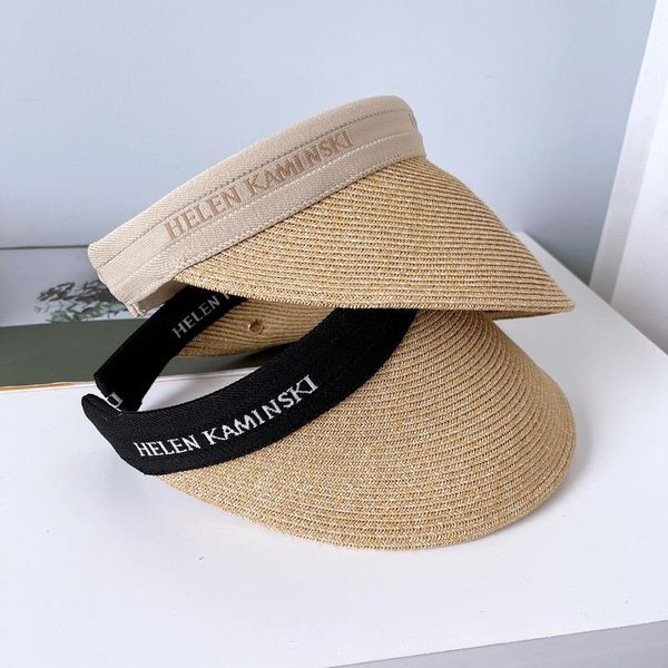 

wide brim hats summer outdoor sun protective straw hat white woman visor cap handmade weaving beach ladies, Blue;gray