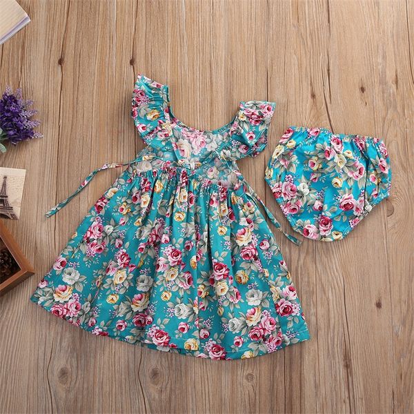 

1-3years kids baby girls summer sleeveless flower printed princess dress fashion beach chidren skirt with panties 80cm-110cm 2735 y2, Red;yellow