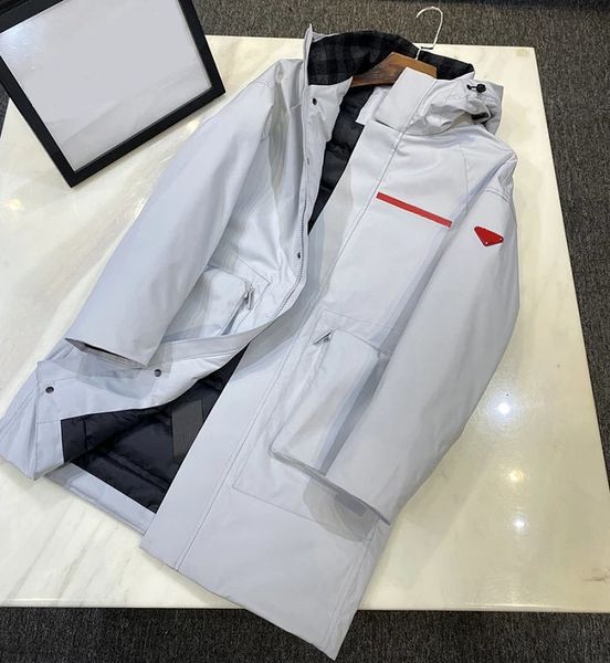 

2020 mens winter classic work travel et windproof waterproof 95% white duck warm long section down hoodi, Black