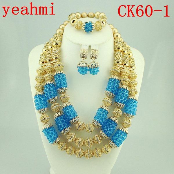 

earrings & necklace african beads jewelry set crystal bride nigerian wedding women costume jewellery 2021 60-1, Silver