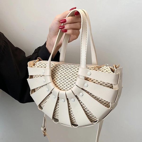 

straw tote bag 2021 summer hhigh-quality pu leather women's designer handbag travel shoulder messenger female bags