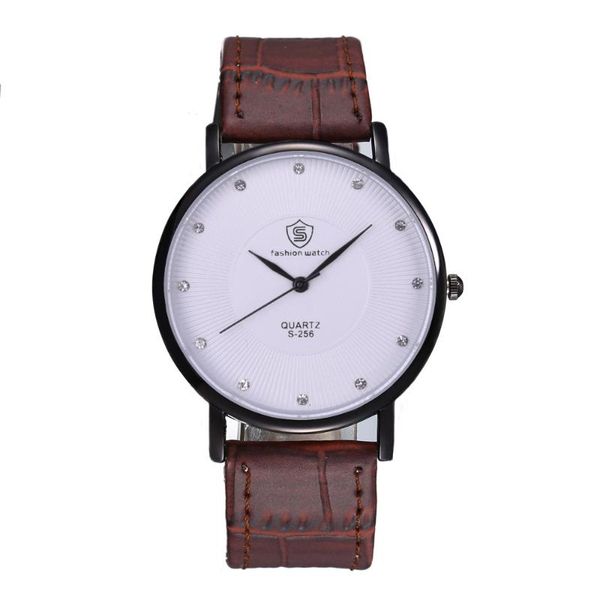

wristwatches fashion business men's belt watch drill quartz, Slivery;brown