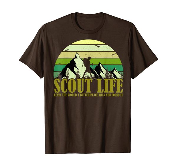 

scout life leave world better place hiking camping leader t-shirt, White;black