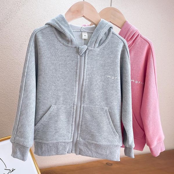 

jackets wlg kids girl dresses spring fall gray pink hooded long sleeve jacket baby casual all match coats for 2-7 years, Blue;gray